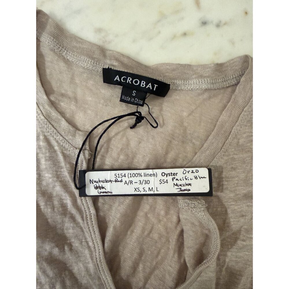 NWT Acrobat V neck Sleeveless Blouse Linen Tan Layered Hemline Size S $54 [jb] - Picture 4 of 5